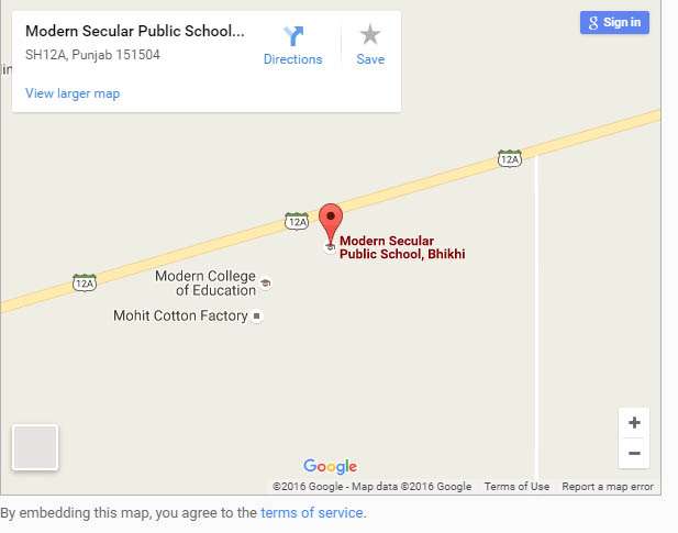 MODERN SECULAR PUBLIC SCHOOL BHIKHI MANSA SUNAM MANSA ROAD BHIKHI MANSA 1630585